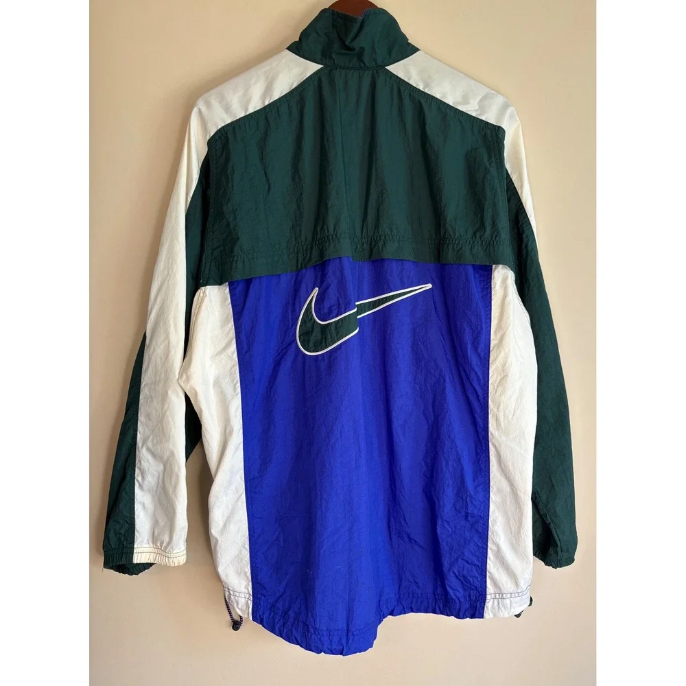 Vintage 90s Nike White Tag Colorblock Swoosh Windbreaker Track Jacket Medium
